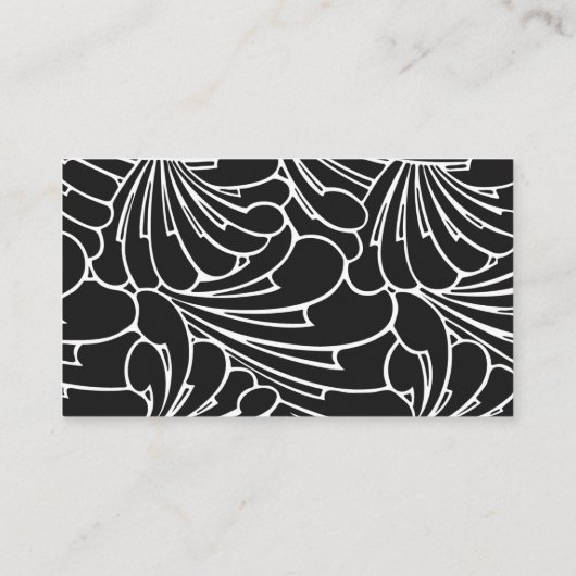 Art Nouveau Retro Chic Black White Floral Pattern Visitekaartje (Achterkant)