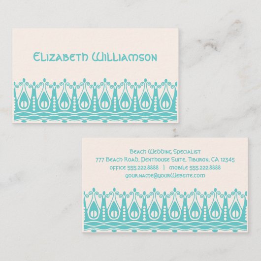 Art Nouveau Retro Chic Ocean Waves Splash Visitekaartje (Voorkant / Achterkant)