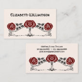  Art Nouveau Retro Chic Roos Flowers Floral Visitekaartje (Voorkant / Achterkant)