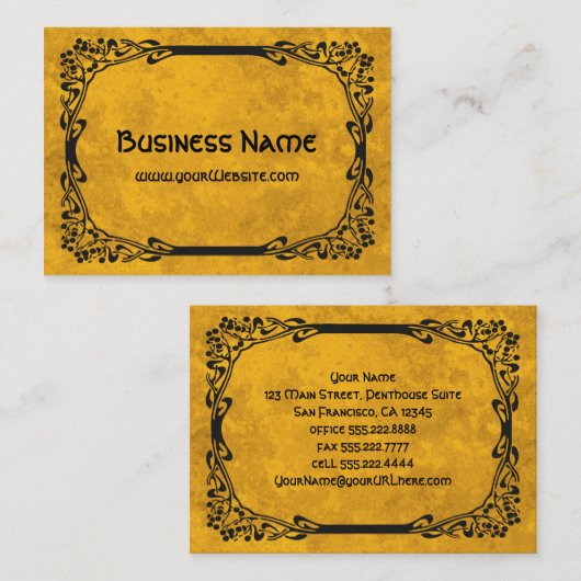 Art Nouveau Retro Elegant Black Decorative Border Visitekaartje (Voorkant / Achterkant)