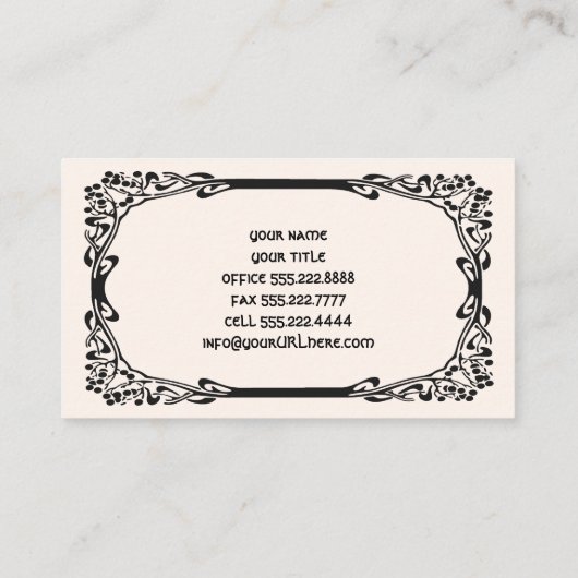 Art Nouveau Retro Elegant Black Decorative Border Visitekaartje (Achterkant)