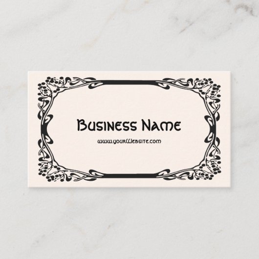 Art Nouveau Retro Elegant Black Decorative Border Visitekaartje (Voorkant)