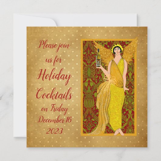 Art Nouveau Retro Holiday Angel Kaart (Voorkant)