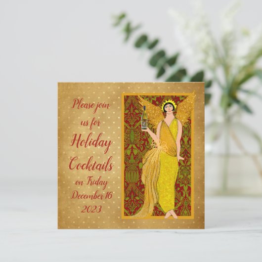 Art Nouveau Retro Holiday Angel Kaart (Staand voorkant)