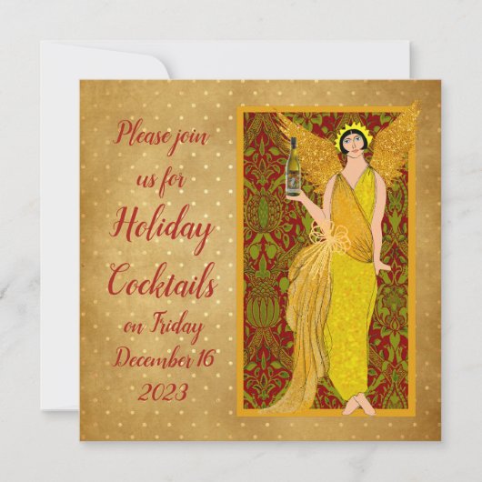 Art Nouveau Retro Holiday Angel Kaart (Voorkant)