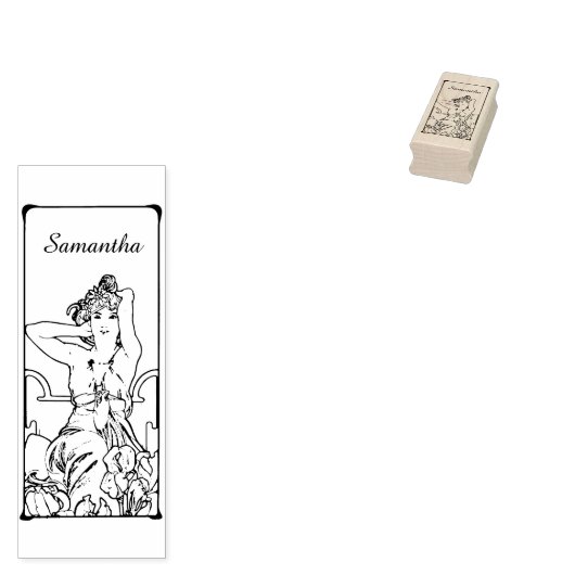 Art Nouveau  Retro Vrouw Rubberstempel (Gestempeld)
