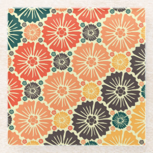 Art Nouveau Retro Wallpaper Design. Glazen Onderzetter