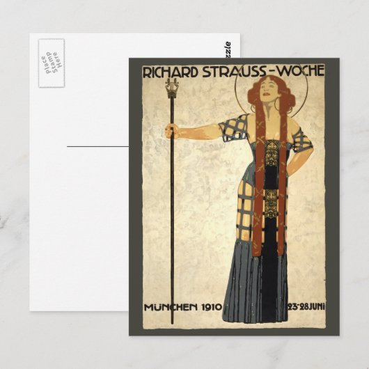 Art Nouveau Richard Strauss-Woche. München Briefkaart (Voorkant / Achterkant)