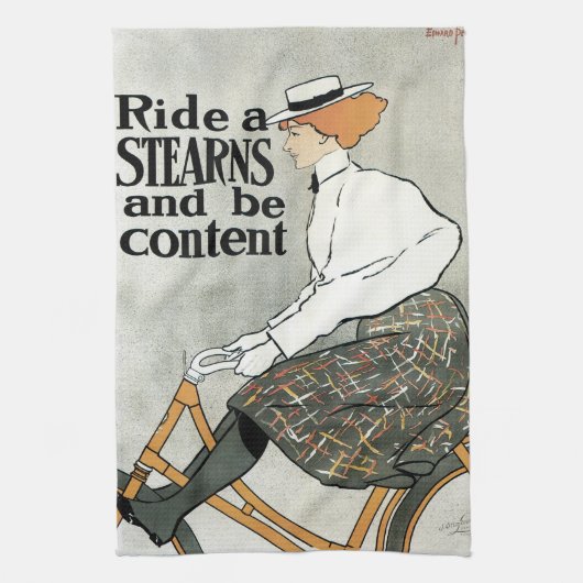  Art Nouveau, Ride a Stern Bicycles Bikes Theedoek (Verticaal)