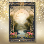 Art Nouveau Rococo Castle Navy n Gold Ephemera 5A Tissuepapier