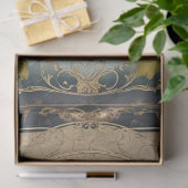 Art Nouveau Rococo Castle Navy n Gold Ephemera 5A Tissuepapier (Geschenk)