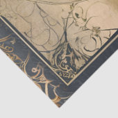 Art Nouveau Rococo Castle Navy n Gold Ephemera 5A Tissuepapier (Detail)