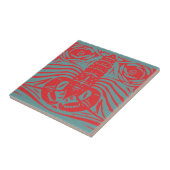 Art Nouveau rode kreeft leeuwengezicht Tegeltje (Zijkant)