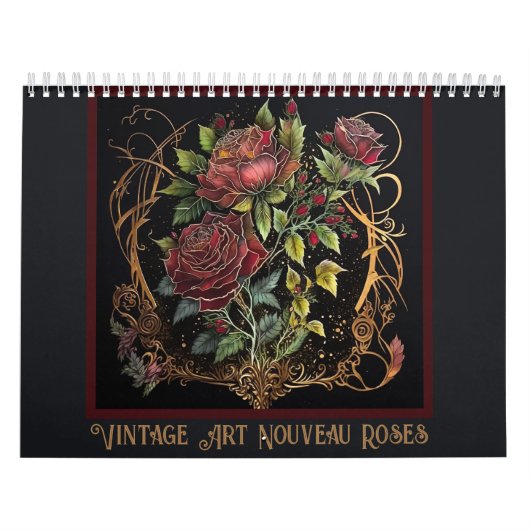 Art Nouveau rode rozen Kalender (Hoes)