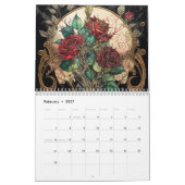 Art Nouveau rode rozen Kalender (Feb 2027)