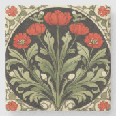 Art nouveau rode tulp stenen onderzetter (Voorkant)
