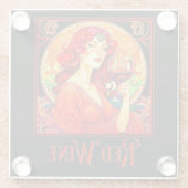 Art Nouveau Rode Wijn Glazen Onderzetter (Achterkant)
