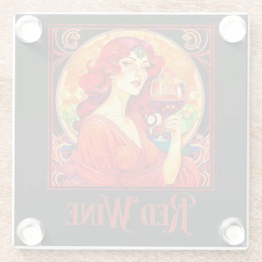 Art Nouveau Rode Wijn Glazen Onderzetter (Achterkant)