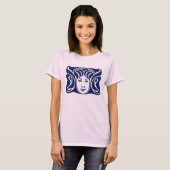 Art Nouveau Roman godin vrouw ziet blauw T-shirt (Voorkant volledig)