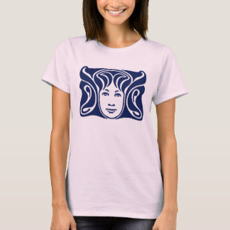 Art Nouveau Roman godin vrouw ziet blauw T-shirt