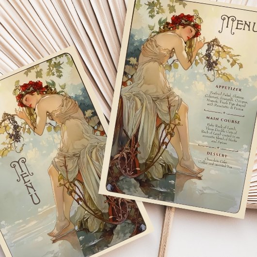Art Nouveau Romantische Grapevine Wedding Menu Kaa Kaart