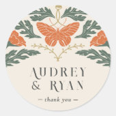 Art Nouveau Ronde bruiloft Sticker (Voorkant)