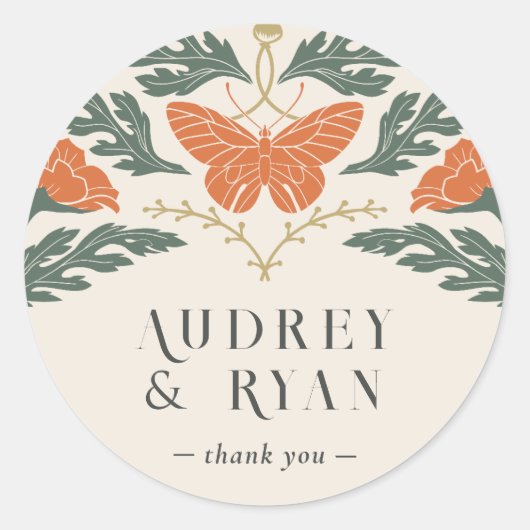 Art Nouveau Ronde bruiloft Sticker (Voorkant)