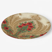 Art Nouveau Ronde Oranje Bloesems Spade Shape Leaf Papieren Bordje (Gekanteld)