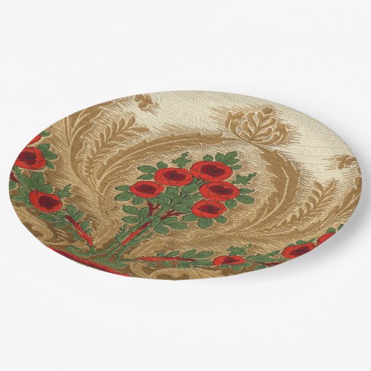 Art Nouveau Ronde Oranje Bloesems Spade Shape Leaf Papieren Bordje (Gekanteld)