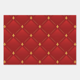 Art Nouveau rood en goud vakantie Inpakpapier Vel