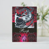 ART NOUVEAU ROOD ZWART GOUD DAMASK RSVP ,ruby (Staand voorkant)