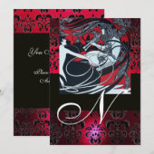 ART NOUVEAU ROOD ZWART GOUD DAMAST ENKELVOUDIGE IN KAART (Voorkant / Achterkant)