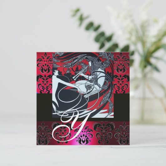 ART NOUVEAU ROOD ZWART GOUD DAMAST ENKELVOUDIGE IN KAART (Staand voorkant)