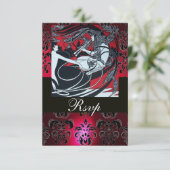 ART NOUVEAU ROOD ZWART WIT DAMASK RSVP ,ruby (Staand voorkant)