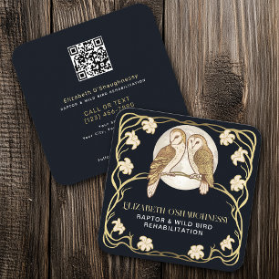 Art Nouveau Roofvogel Vogel Rehabilitatie QR Code Vierkante Visitekaartje