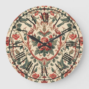 Art Nouveau roos en vogelpatroon romantisch Grote Klok