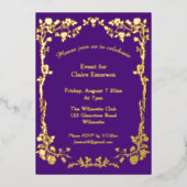 Art nouveau roos gilded folie nodigde uit folie uitnodiging (Voorkant)