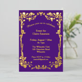 Art nouveau roos gilded folie nodigde uit folie uitnodiging (Staand Voorkant)