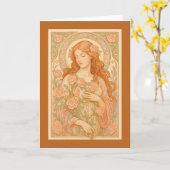 Art Nouveau Roos Maiden Kaart (Gele Bloem)