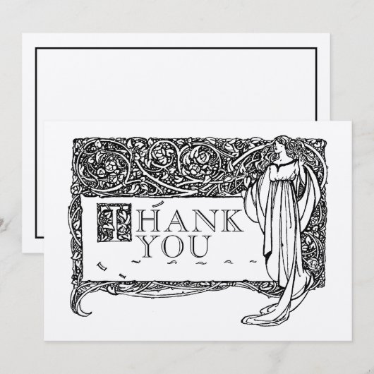 Art Nouveau  Roos Struik Border Bedankkaart (Voorkant / Achterkant)