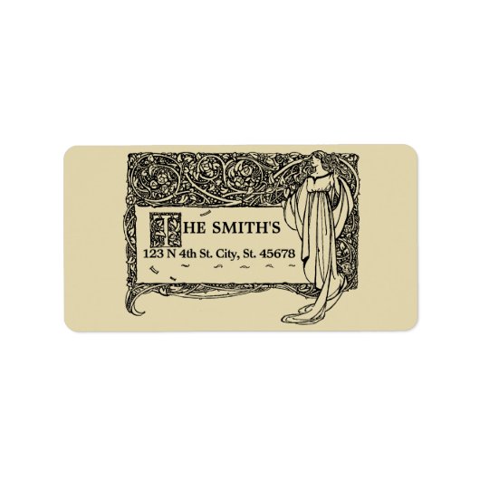 Art Nouveau Roos Struik Border Etiket (Voorkant)