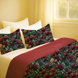 Art Nouveau Roos Teal Goud Bloemenkussen Kussensloop