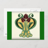 Art Nouveau Roos Tile Briefkaart (Voorkant / Achterkant)