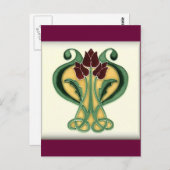 Art Nouveau Roos Tile Briefkaart (Voorkant / Achterkant)
