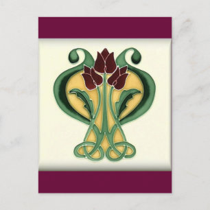 Art Nouveau Roos Tile Briefkaart