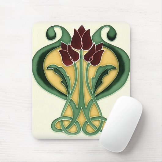 Art Nouveau Roos Tile Muismat (Met muis)