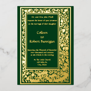 Art Nouveau Roos Vine Border Wedding Folie Uitnodiging