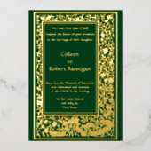 Art Nouveau Roos Vine Border Wedding Folie Uitnodiging (Voorkant)