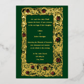 Art Nouveau Roos Vine & Clover Border Wedding Folie Uitnodiging (Voorkant)