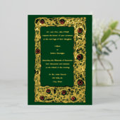 Art Nouveau Roos Vine & Clover Border Wedding Folie Uitnodiging (Staand Voorkant)